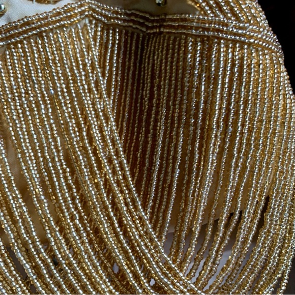 v i n t a g e :: Glam Beaded Draped Gatsby Satin Clutch Purse - Picture 9 of 13